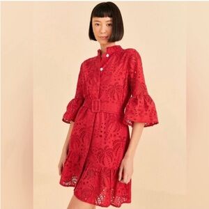 Farm Rio red palm tree mini dress